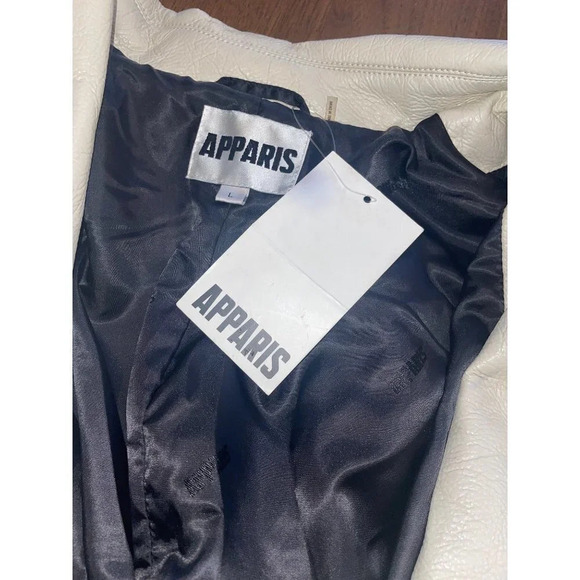 Apparis Kiera Faux Leather Trench Coat in Ivory Large New Vegan Jacket - Picture 12 of 16